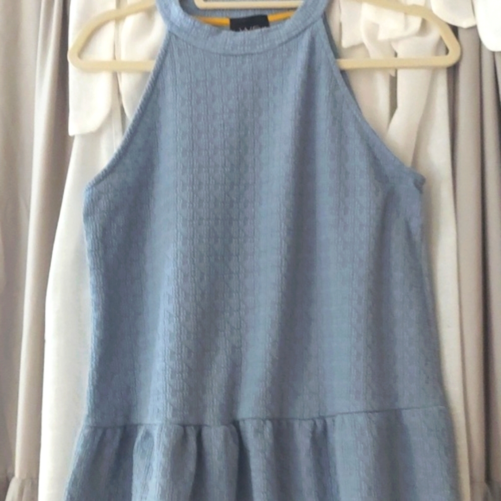 W5 Blue Knit Halter Flowy Women's Tank Top SZ M